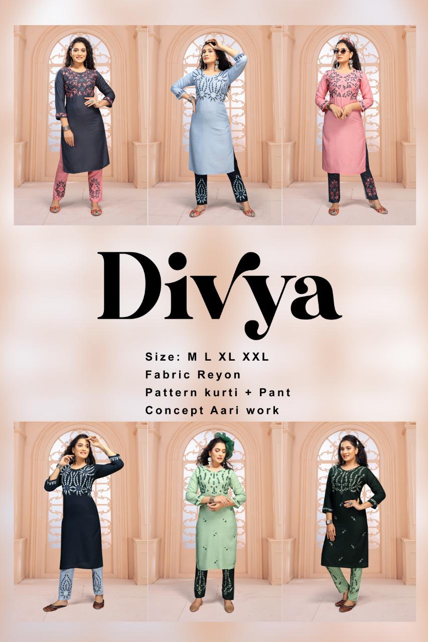 Fashion Talk Divya  Ethnic Wear Rayon Kurti With Bottom Collection